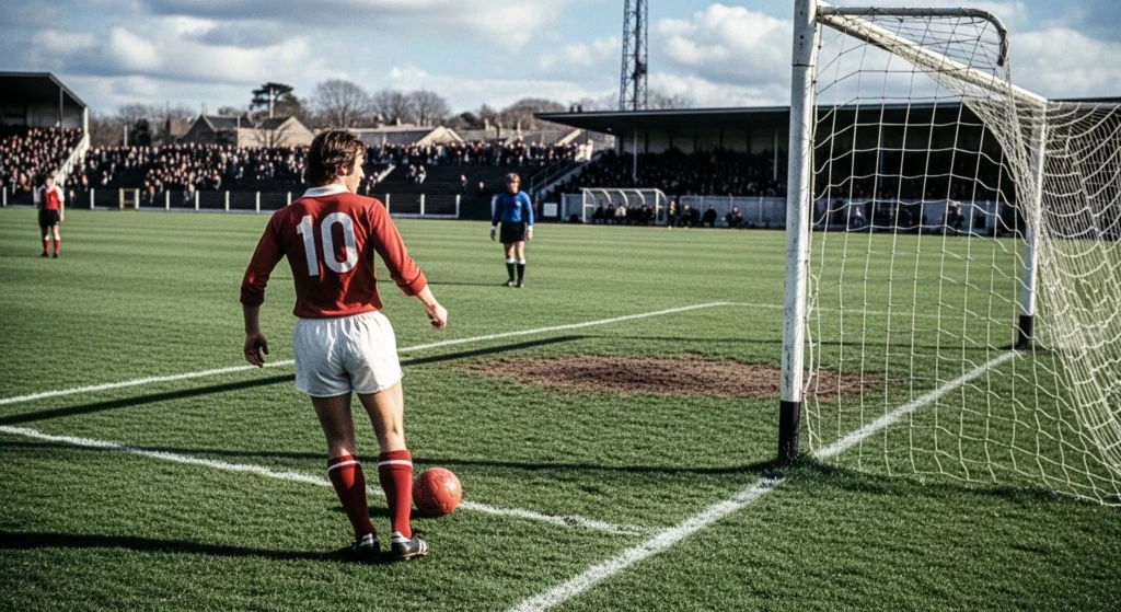 Classic Number 10 (Trequartista) on a vintage football pitch.