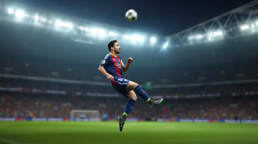 Messi scoring a header in the 2009 Champions League final against Manchester United.