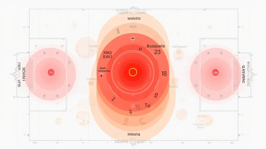 Heatmap showing Sergio Busquets dominating and controlling the central midfield area during gameplay.