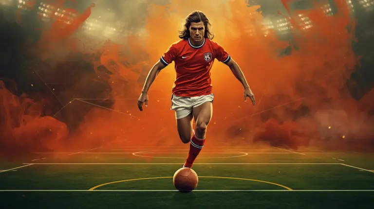 Johan Cruyff dribbling the ball representing the story of Johan Cruyff’s Total Football philosophy.