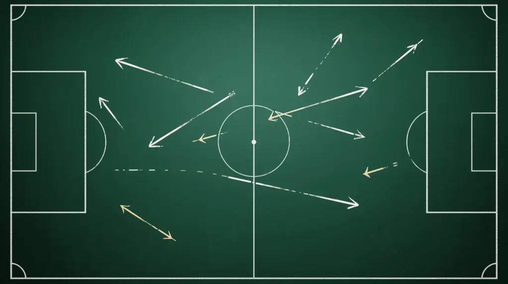 Tactical diagram explaining the fluid player movement of Total Football.